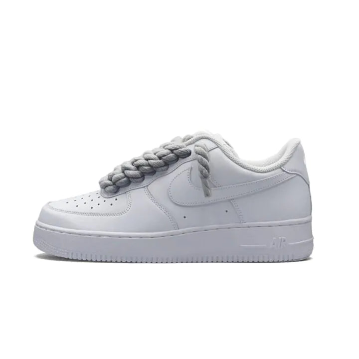 NIKE AIR FORCE 1 LOW ‘07 WHITE GREY ROPE LACES