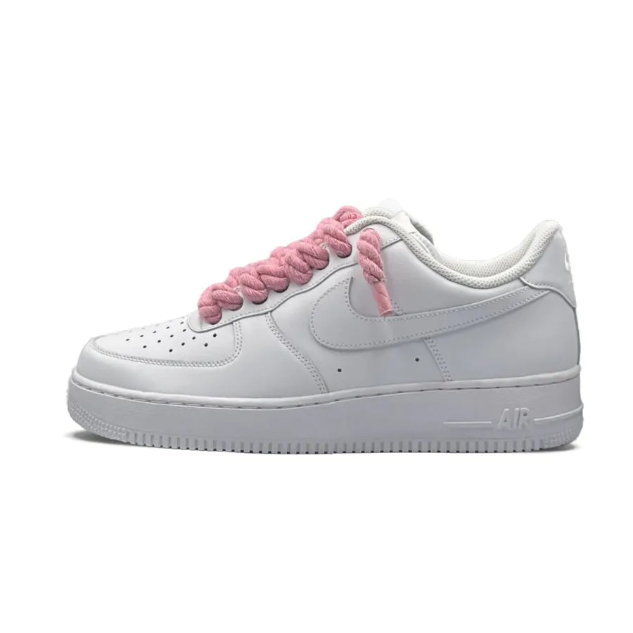 NIKE AIR FORCE 1 LOW ‘07 WHITE PINK ROPE LACES