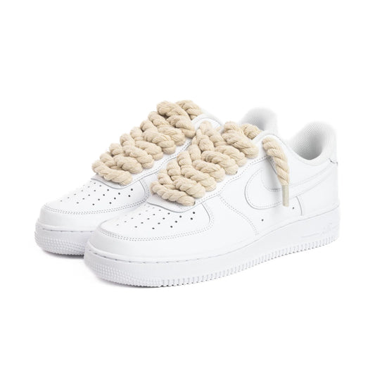 NIKE AIR FORCE 1 LOW ‘07 WHITE BEIGE ROPE LACES