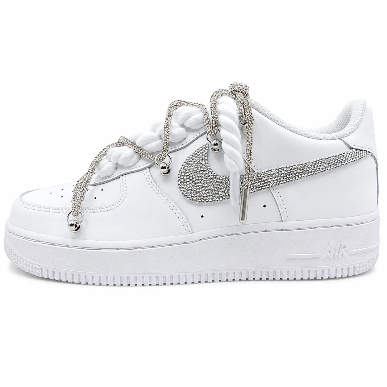 NIKE AIR FORCE 1 LOW 07 WHITE CSILLÁM CRYSTAL DOUBLE ROPE LACES