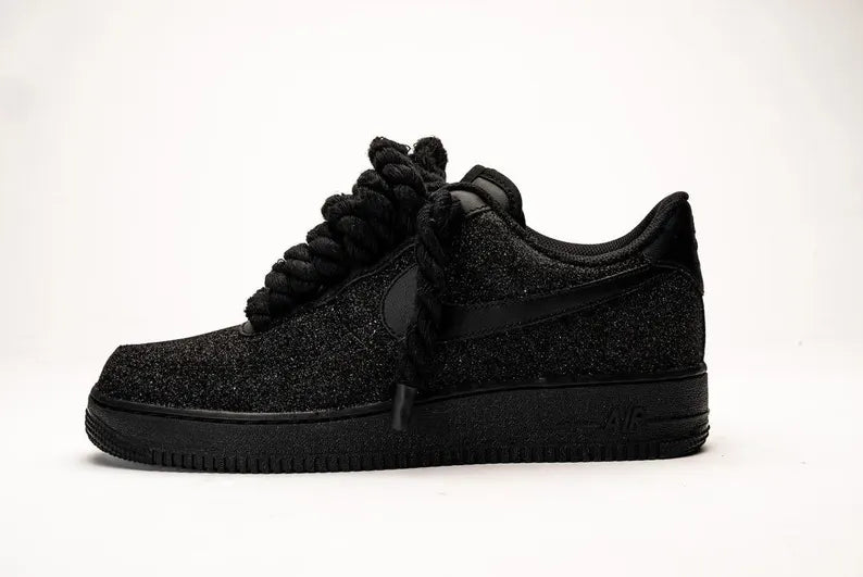 NIKE AIR FORCE 1 LOW 07 BLACK ROPE LACES CSILLÁM CUSTOM